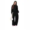 2025 Comércio Exterior Transfronteiriço Novo Suéter com Capuz Esportivo Casual Feminino Estampado com Laço Solto Terno Fashion