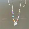 Collar de conchas de dopamina con cuentas para mujer, cadena para la clavícula estilo vacación en la playa, accesorio de diseño de nicho nuevo 2026