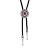 Cadena para suéter vintage estilo europeo y americano turquesa azul bolo tie cadena para suéter de pétalos personalizada collar versátil femenino de alta gama