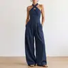 Mono de Pierna Recta con Cuello Halter Cruzado de Verano 2026 Amazon Transfronterizo, Moda Europea y Americana Elegante y Adelgazante para Mujer sin Mangas y sin Tirantes