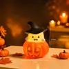 Lámpara de calabaza portátil de Halloween, lámpara de vela electrónica LED, accesorios de decoración para fiestas, lámpara de ambiente, adornos, suministro al por mayor