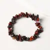 Pulseira de Cascalho de Citrino Natural com Círculo Único Pulseira de Pedra Bruta Assimétrica com Corda Elástica Estilo Fresco, Simples e Versátil