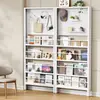 Nuevo estante de almacenamiento ultradelgado para colgar en la puerta con paneles perforados, estantería ajustable integrada para montar en la pared y una librería de pie