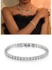 Joyería de Cadena de Circonita Europea y Americana Pulsera Cadena de Tenis de Acero Inoxidable Collar Lleno de Diamantes Que No Se Desvanece Lujo Ligero Accesorios de Mano Hip-Hop para Parejas