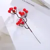 Simulación transfronteriza de suministro navideño Accesorios de rama de flor Planta verde de simulación Decoración navideña Planta de simulación Fruta roja Rama de fruta de baya