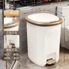 Lixeira com Tampa, à Prova de Odores, com Pedal de Pé, para Sala de Estar, Design Simples, Grande Capacidade, Cesto de Papel, Operada com o Pé para Banheiro