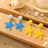 Pendientes de Borla de Estrella de Mar Estilo Resort Costero Aguja de Plata para Mujer, Pendientes Bonitos de Dopamina Únicos y Elegantes