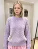 Amazon Transfronterizo Estilo Europeo y Americano Suéter de Punto Redondo para Mujer Color Sólido Punto Trenzado Holgado Sencillo Suéter Top para Mujer