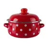 Panela Espessa de Porcelana Esmaltada 16-26cm, Panela de Sopa, Frigideira de Fundo Plano, Panela de Cozido, Panela de Macarrão, Panela de Fondue, Bacia de Banha