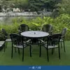 Móveis de Exterior Villa Terraço à Prova d'Água Prova de Sol Anti-ferrugem Mesa e Cadeira Pátio Jardim Comunidade Haste Alumínio Fundido Mesa de Jantar Banco