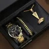 2026 Transfronterizo Nuevo Estilo Simple y Creativo Reloj con Correa de Acero Decoración Reloj de Cuarzo para Hombre Joyería con Colgante de Flecha Juego de Tres Piezas