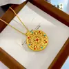 Nuevo Estilo Chino Antiguo Arena Dorada Esmalte Diamante de Color Mortero Brújula de los Ocho Tesoros Colgante Buena Suerte y Propicio Exquisito Regalo para Novia