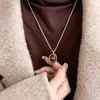 Cadena de Suéter Apilada de Doble Capa de Piedra Ojo de Tigre para Mujer Retro Nueva Popular Otoño e Invierno Collar Joyería de Nicho de Alta Gama