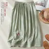Falda Retro Artística de Algodón y Lino con Bordado Pesado para Mujer Estilo Chino Suelta Adelgazante Falda Bordada de Corte A Falda con Dobladillo Ancho