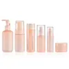Botellas de set cosmético, botellas dispensadoras de loción, botellas de sérum, botellas con bomba dosificadora de limpieza de 100 ml, botellas de crema de boca ancha degradadas