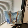 Bolsa de Lona con Borlas de Gran Capacidad para el Verano 2025 Bolsa de Playa de Loto Bolso Tote Tejido de Hombro para Mujer