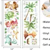 Adesivos de Parede de Dinossauro em Aquarela, Dinossauro Cartoon e Palmeira Autoadesivos, Decorações de Parede para Quartos Infantis e Jardins de Infância