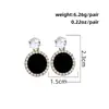 Pendientes Retro Geométricos Franceses de Gama Alta con Gota de Aceite Negra y Pendientes Cuadrados de Diamante Pendientes de Corazón Venta al por Mayor Transfronteriza