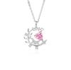 Collar de Plata S925 con Diamante Rosa en Forma de Corazón para Mujer Estilo Japonés y Coreano Cadena de Clavícula de Hoja Lujo Ligero Sensación de Alta Gama Regalo para Novia Venta al por Mayor