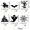 Decoração de Bolo Tema Festa de Aniversário Casa Assombrada Teia de Aranha Morcego Bruxa Halloween Plug-in Plug-in Suprimentos de Decoração para Assar