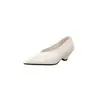 Zapatos de Commuter Simples y Elegantes de Piel de Oveja para Mujer, Otoño 2026 Punta Puntiaguda Cuña Tacón Medio Piel Genuina Corte en V Calzado Bajo Individual para Mujer