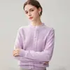 Cárdigan de cachemira para mujer con cuello de volantes, ribete de encaje dulce estilo francés y diseño floral de ganchillo, adecuado como capa exterior o interior