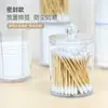 Caja de Almacenamiento de Algodón para Maquillaje de Escritorio Caja Transparente de Acrílico para Bastoncillos de Algodón Tocador con Tapa Estante de Almacenamiento para Polveras a Prueba de Polvo