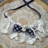 Gola falsa de renda com laço estilo coreano para pet, babador de renda, acessório xadrez para cachorro, babador para gato, cachecol para buldogue francês