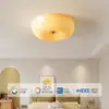 Lámpara de Dormitorio Retro Color Crema Pantalla de Vidrio Estilo Francés Lámpara de Techo de Espectro Completo Protección Ocular Lámpara de Estudio Creativa Acogedora para Niños
