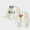 Conjunto de Sudadera y Pantalón Pp para Niños, Camiseta de Manga Larga para Bebé, Ropa Exterior Cálida Forrada de Forro Polar para Otoño e Invierno, Ropa para Niños, Atuendo de Otoño e Invierno