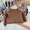 Suéter de Primavera y Otoño para Niñas, Elegante Marca de Moda Infantil Estilo Coreano Cuello Medio Alto Mangas Abullonadas Tejido de Celebridad de Internet