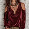 2026 Ropa Europea y Americana Transfronteriza para Mujer Sitio Independiente de Amazon Top: Top de Terciopelo Moda Casual de Hombros Descubiertos de Manga Larga