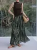 Diseño Feiyuan: Conjunto de Dos Piezas para Mujer: Top de Punto con Mangas Acampanadas y Cuello Redondo + Falda de Estampado Floral Acampanada con Doble Bolsillo, Nuevo Estilo de Verano