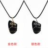 Colgante de Piedra Bruta de Cristal Natural con Envoltura de Alambre, Accesorio de Collar de Piedra de Amatista Fluorita Rosa y Blanca Europea y Americana, Citrino