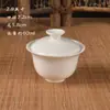 Bol para Infusionar Té, Taza de Té de Tapa Única Kung Fu, Taza de Té, Tazas de Té Grandes y Pequeñas, Juego de Té de Tres Piezas de Porcelana Blanca, Accesorios de Cerámica, Herramientas para Preparar Té