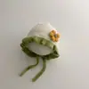 Gorro de Punto con Volantes de Flores Pequeñas para Bebé Otoño/Invierno Unisex para Niños Gorro de Lana para Bebé Primavera/Otoño Gorro de Princesa de Punto