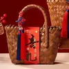 Nueva Bolsa de Regalo Estilo Chino para Boda y Compromiso Caja de Regalo Luna Llena Azul para Inauguración de Casa Cesta Tejida para Boda