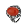 Anillo de Plata S925 con Encanto de Plata Incrustado con Piedra Preciosa de Cristal de Ágata Roja del Sur Natural, Anillo Étnico Personalizado Vintage Estilo Transfronterizo
