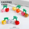 Desenho Animado Simulação Miniatura Cor Sólida Animal Cereja Resina Chaveiro DIY Pingente Pequeno Acessórios de Joia Materiais Atacado