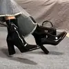 Botines de tacón alto talla grande, nueva colección otoño/invierno 2026, botines ajustados de gamuza para mujer, punta cuadrada, tacón grueso