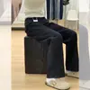 Jeans Preto de Perna Larga para Mulheres Tendência Inverno 2025 Novo Estilo Forrado com Lã Cintura Alta Solto Afinando Calças Retas Estreitas