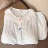 Pijama de Algodón Nube para Mujer Primavera/Otoño 2026 con Sujetador Incorporado, Se Puede Usar al Aire Libre, Mangas Largas, Pantalones Largos, Dulce Ropa de Casa de Pequeñas Flores de Cerezo