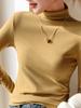 H679 Selección Estricta de Camiseta Base Nuevo Top de Cuello Alto Delgado de Color Sólido Cálido de Manga Larga Otoño e Invierno para Mujer