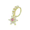 Clavo de Acero Inoxidable para Nariz Transfronterizo Forma de L Flor de Mariposa Incrustada Circonita Aro para Nariz Clavo de Cartílago Joyería de Piercing de Moda Venta al por Mayor
