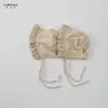 Gorro de Bebé de Primavera con Lazo para Niñas con Encaje Fruncido Gorro Protector para los Oídos para Bebés, Gorro Turbante Simple Vintage