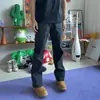 Calça Tooling Funcional Estilo Americano Azul Marinho Masculina Inverno Filhotes Bonitos Solta Reta Slim-fit Calça de Carga para Adolescentes