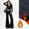 Jeans Bootcut Laranja Infantil # Preto Puro de Veludo Esticável de Alta Qualidade para Mulheres, Emagrecedor e Levanta Bumbum, Calça Flare Versátil, Tendência