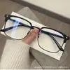 Gafas de media montura, suaves y refinadas, para hombre, modernas, se pueden graduar, montura negra para los ojos, sin graduación, anti luz azul, neutras