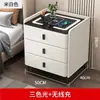 Mesita de noche inteligente, diseño multifuncional de madera maciza para dormitorio, con carga inalámbrica, un toque de lujo y un estilo moderno y minimalista, con cerradura de contraseña