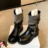 Botas de media pantorrilla tacón grueso que aumenta la altura Botas Martin Botas de montar para mujer 2026 otoño nueva llegada hebilla versátil Vaquero occidental